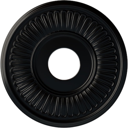 Ekena Millwork Berkshire Ceiling Medallion (Fits Canopies up to 7"), 15 3/4"OD x 3 7/8"ID x 3/4"P, Jet Black CM15BEBLF